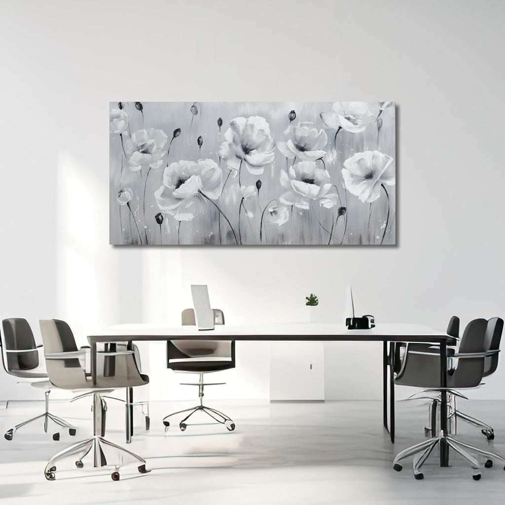 Belmrxne Large Floral Wall Art Black and Grey Wall Decor flower Canvas Painting Aesthetic Artwork modern Trendy canvas print for Living Room Bedroom Dining Room Office 29x58 Inches