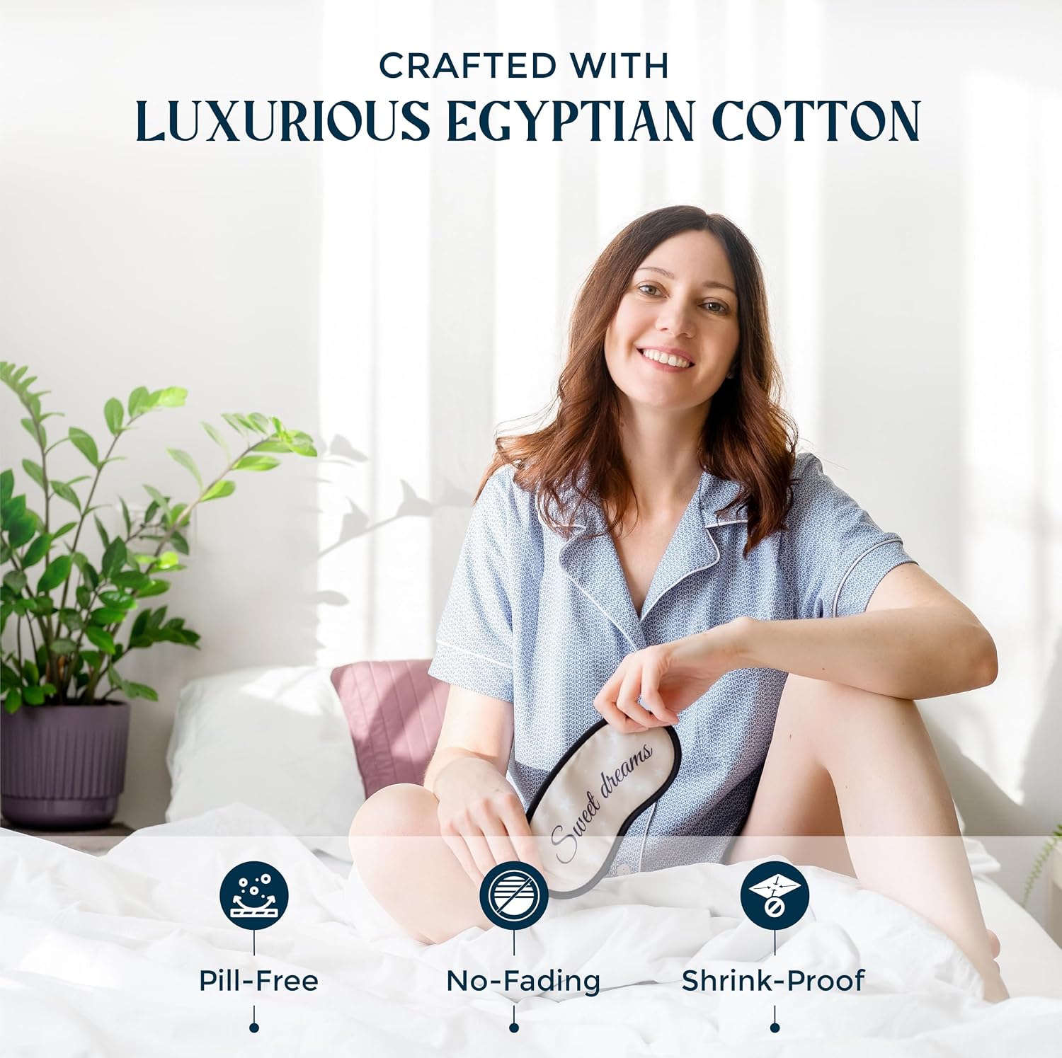 Mayfair Linen 100% Egyptian Cotton Sheets Queen Size - 1500 Series Queen Size Sheets Set Egyptian Cotton, Luxury Bedsheet (Light Blue, 4 PC), Soft, Cooling, 17' Deep Pocket Sateen Weave Bedsheet Set