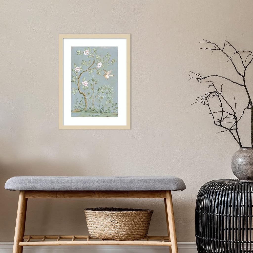Amanti Art Framed Wall Art Print 21x16 Spring Flower Mural II Blue by Julia Purinton, Flowers Wall Art, Vintage Decor, Small Poster Painting Artwork for Living Room, Bedroom, Bathroom, Kitchen,