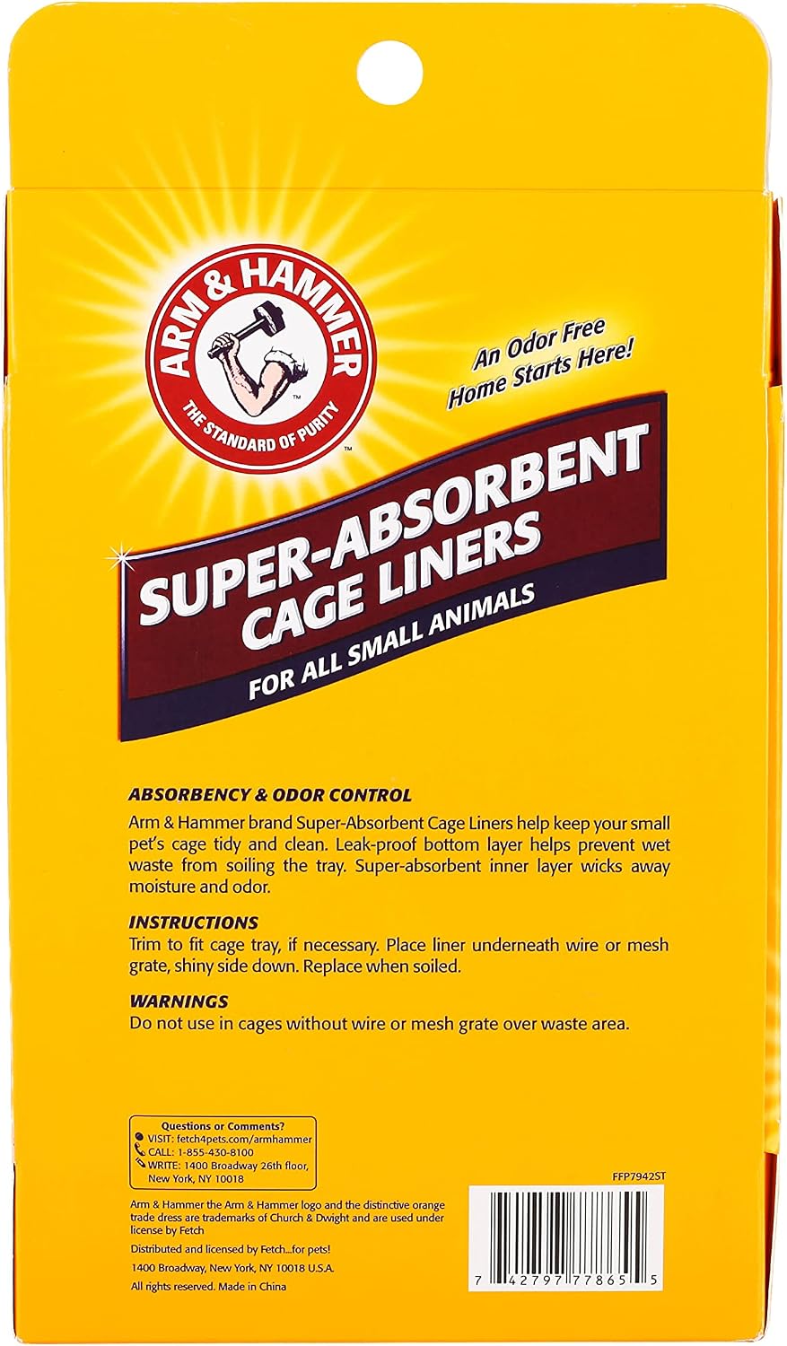 Arm & Hammer for Pets Hammer Super Absorbent Cage Liners for Guinea Pigs Hamsters Rabbits Small Animals, Odor Control Cage Tray Liners, Trim to Fit, 7 Count, 48 Pack