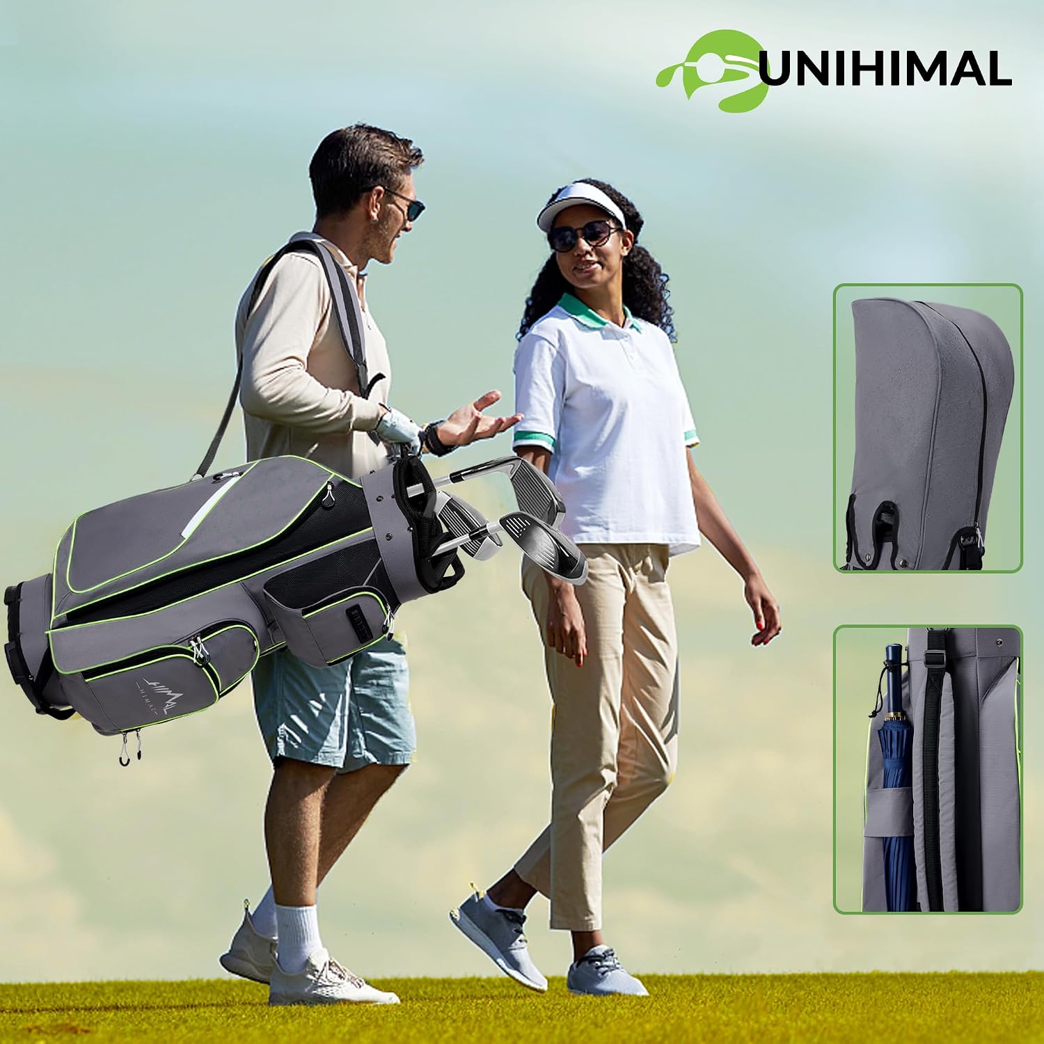 uniHimal 14 Way Golf Cart Bag Featuring Full-Length Divider Top and Multiple Pockets, Golf Bag for Men with Handles and Rain Cover