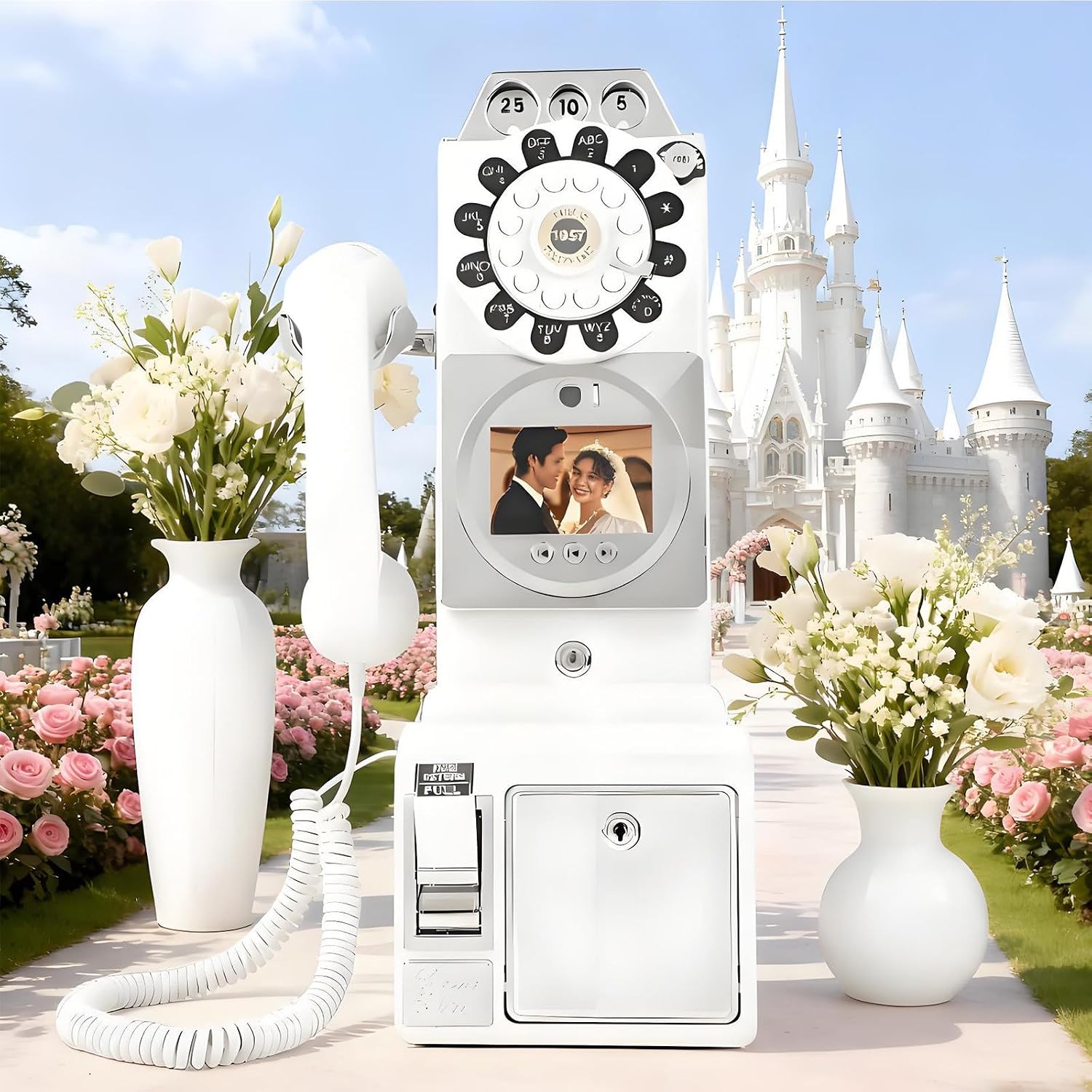 Audio Guest Book Wedding Phone,Record Customized Audio Message with Guest Book Retro Phone Audio Guestbook,Easy to Use and Creative Recording Solution White