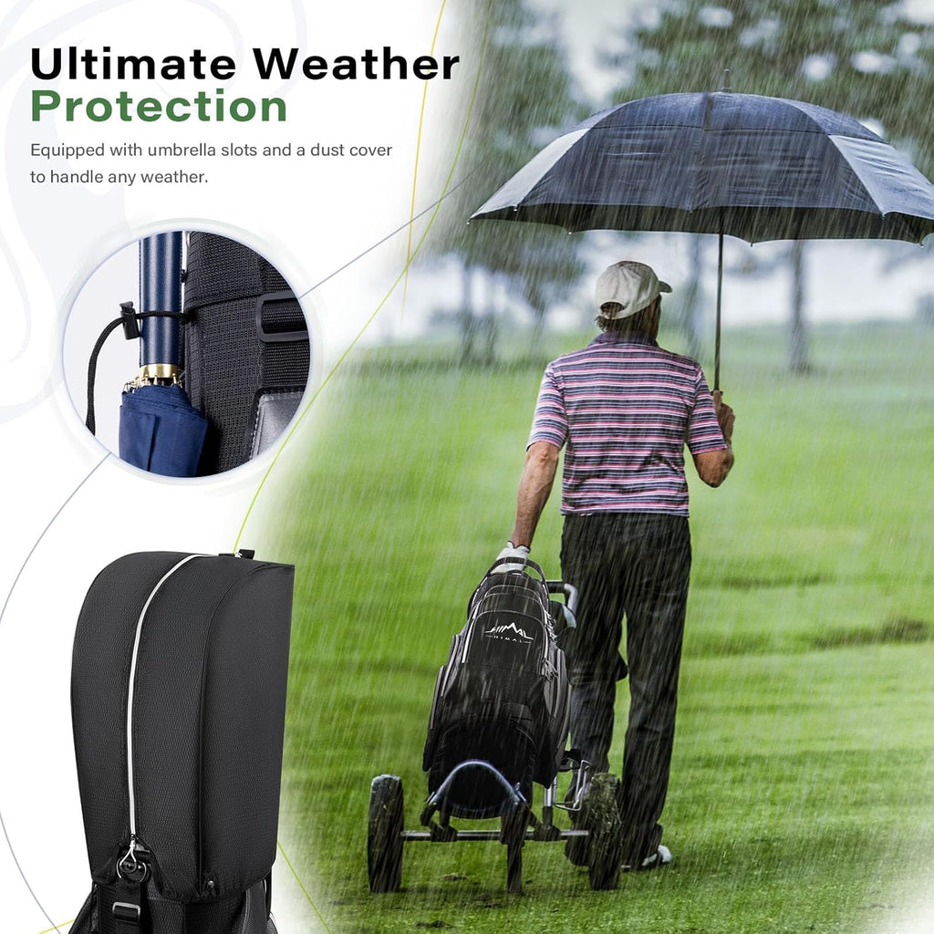 uniHimal Golf Cart Bag with 14-Way Divider Top, Ample Storage Space, Men's Golf Bag with Handles and Umbrella Holder