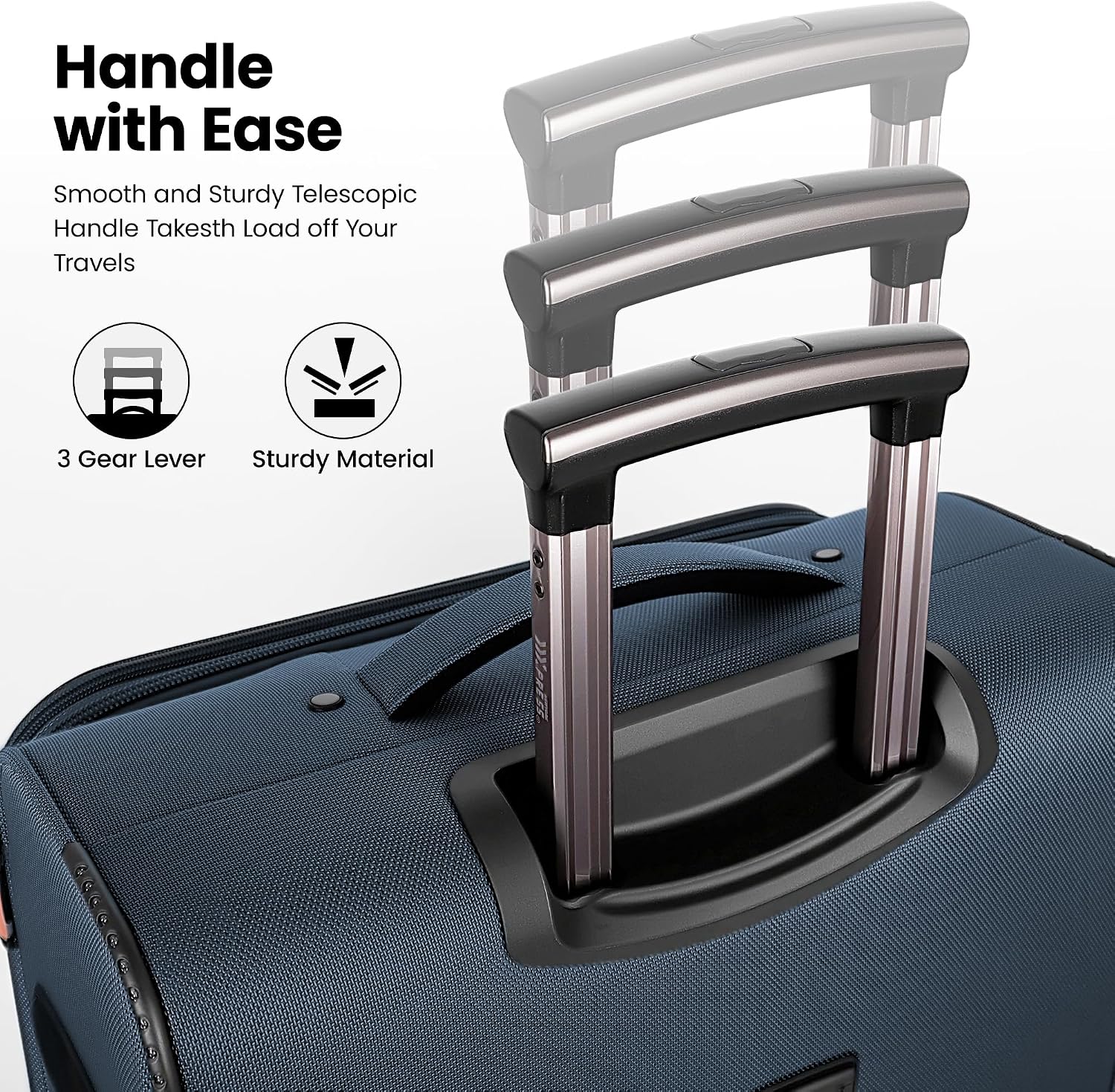 2-Piece Set Soft Shell Luggage w/Front Opening,Softside Luggage Sets w/Double Spinner Wheels &TSA LOCK,Expandable 20%,Lightweight Trolley Case,Luggage Rolling Suitcase for Men/Women（Navy,20in/26in）