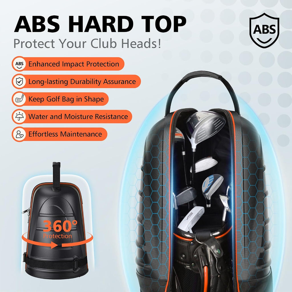 Golf Travel Bags for Airlines with Wheels, Hard Case Top and 1680D Heavy Duty Oxford Protect Golf Clubs, Lightweight and Easy to Maneuver