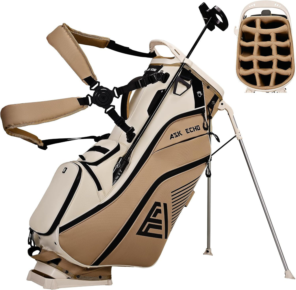 ASK ECHO Golf ST-14 Hybrid Stand Bag with 14 Way Full Length Dividers & Quick Putter Clip