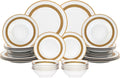 32 Piece Luxurious Dinnerware Sets – Service for 8 Plates and Bowls – White and Gold Rope Design Dish Set for Kitchen Table, Everyday Dining or Formal Use (Rope Gold)