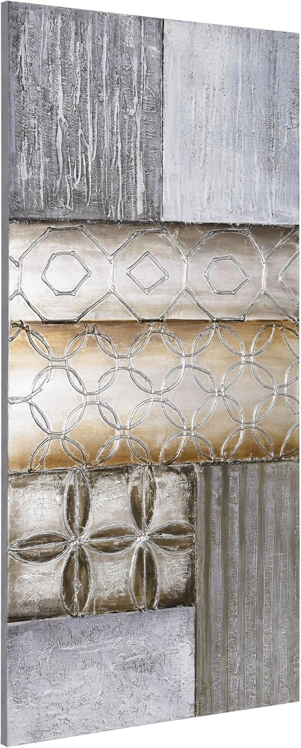 Empire Art Direct 'Stacked 1' Original Textured Metallic Oil Painting by Martin Edwards, 60' x 30'
