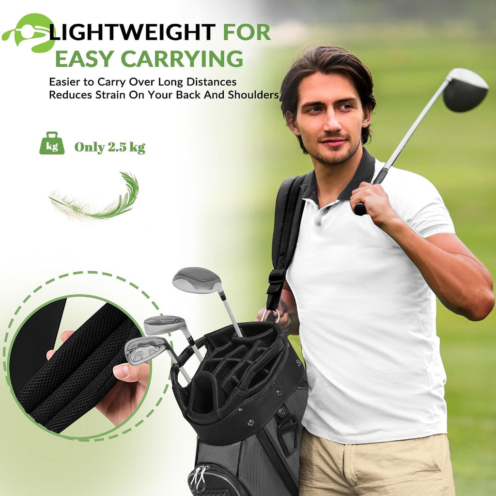 uniHimal 14 Way Golf Cart Bag Featuring Full-Length Divider Top and Multiple Pockets, Golf Bag for Men with Handles and Rain Cover