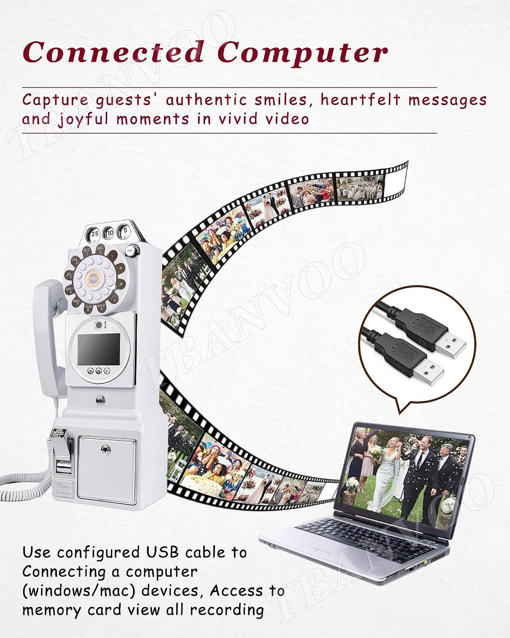 Wedding Phone Video & Audio Guest Guestbook, Video Audio Guest Book Wedding Phone, 1080P HD Leave a Video Message Phone, Customized Video Messages,32G