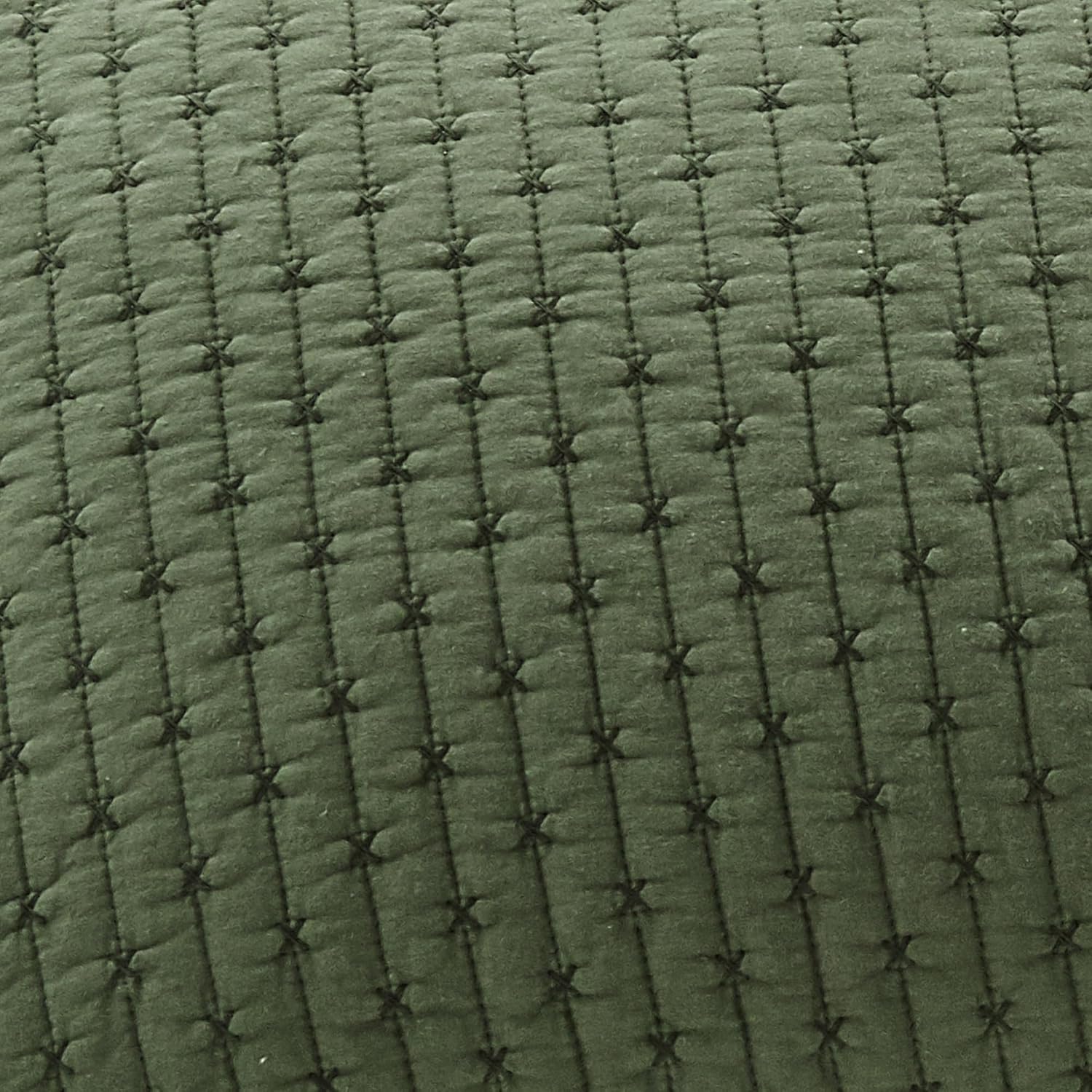 Levtex Home Cross Stitch Reversible Full/Queen Quilt Set (88x92in) and 2 Pillow Shams (26x20in) - Stitch Texture - Forest Green - Cotton Full/Queen Size Quilt Bedding Set - Lightweight Soft Pre-Washed