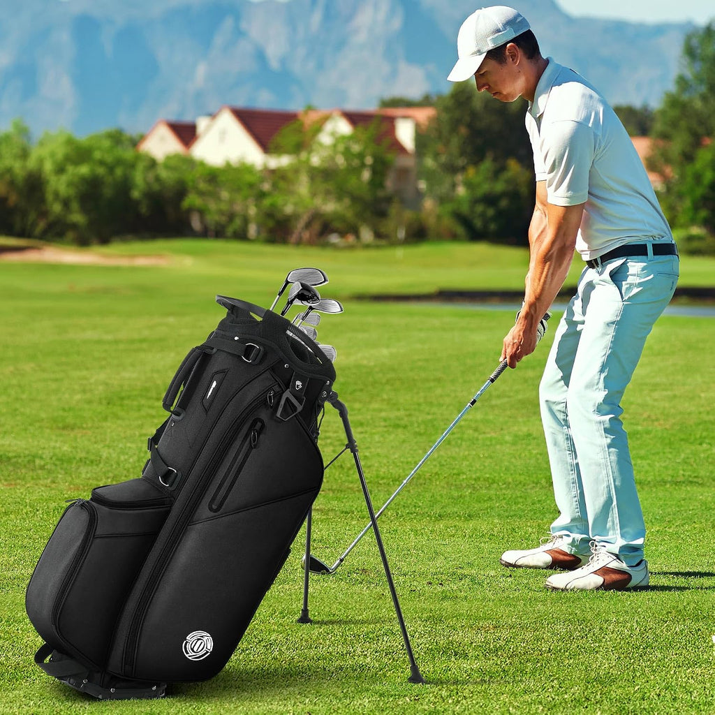 Golf Stand Bag 14 Way, Lightweight Golf Bags for Men Women with Stand, Padded Ergonomic Double Strap, Full Length Dividers, Multiple Pockets, Rain Hood