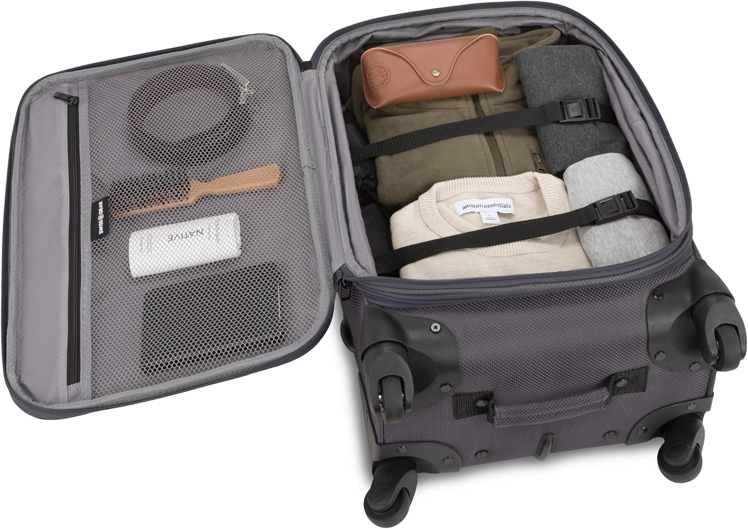 SWISSGEAR Sion 2-Piece Travel Set, Softside Expandable Carry-On Spinner Bundled with 1900 ScanSmart 17' Laptop Backpack with RFID Blocking & Tech Organization, Dark Grey