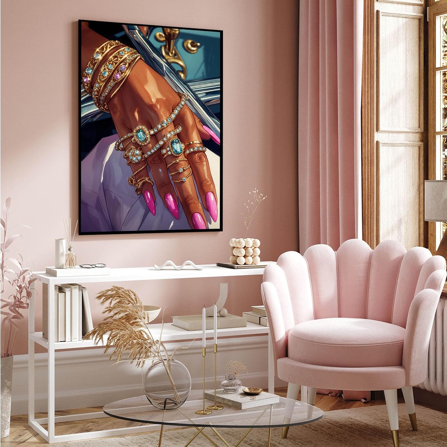 Black woman canvas painting wall black rich woman black girl art print colorful african poster is a good choice for room decoration 24x36in Metal blackFramed