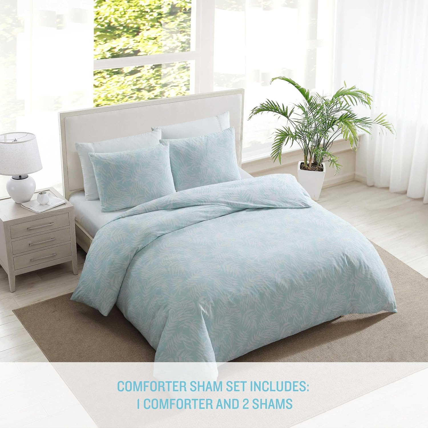 Tommy Bahama - King Comforter Set, Breathable Bedding with Matching Shams, Luxuriously Soft Bedding Set, Oeko-Tex Certified (Art of Palms Blue, King)