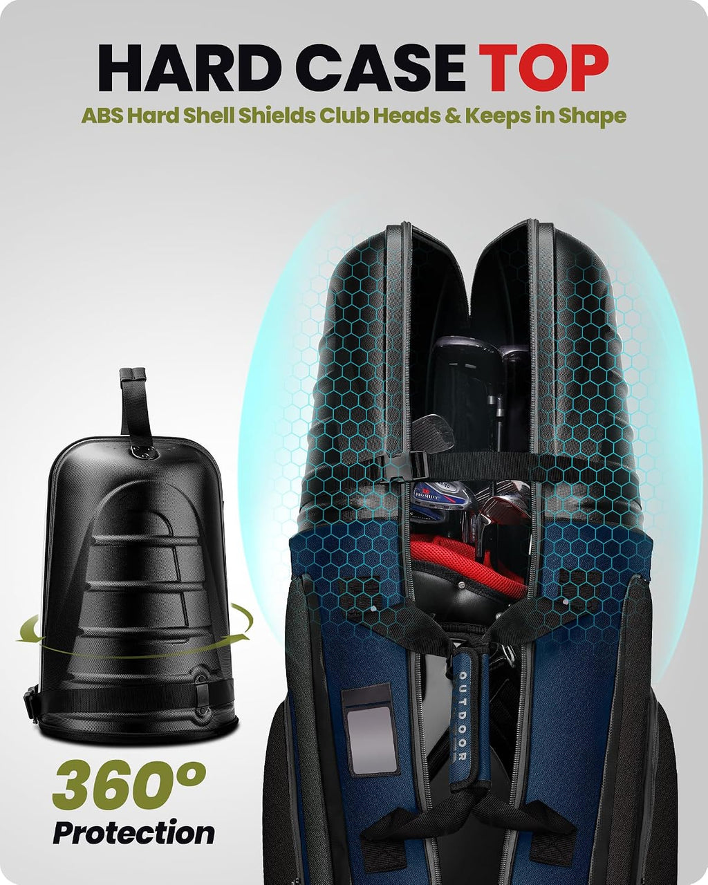 OutdoorMaster Golf Travel Bags for Airlines with Wheels and Hard Case Top, Protect Golf Clubs, Lightweight and Easy to Maneuver, Upgrade Version