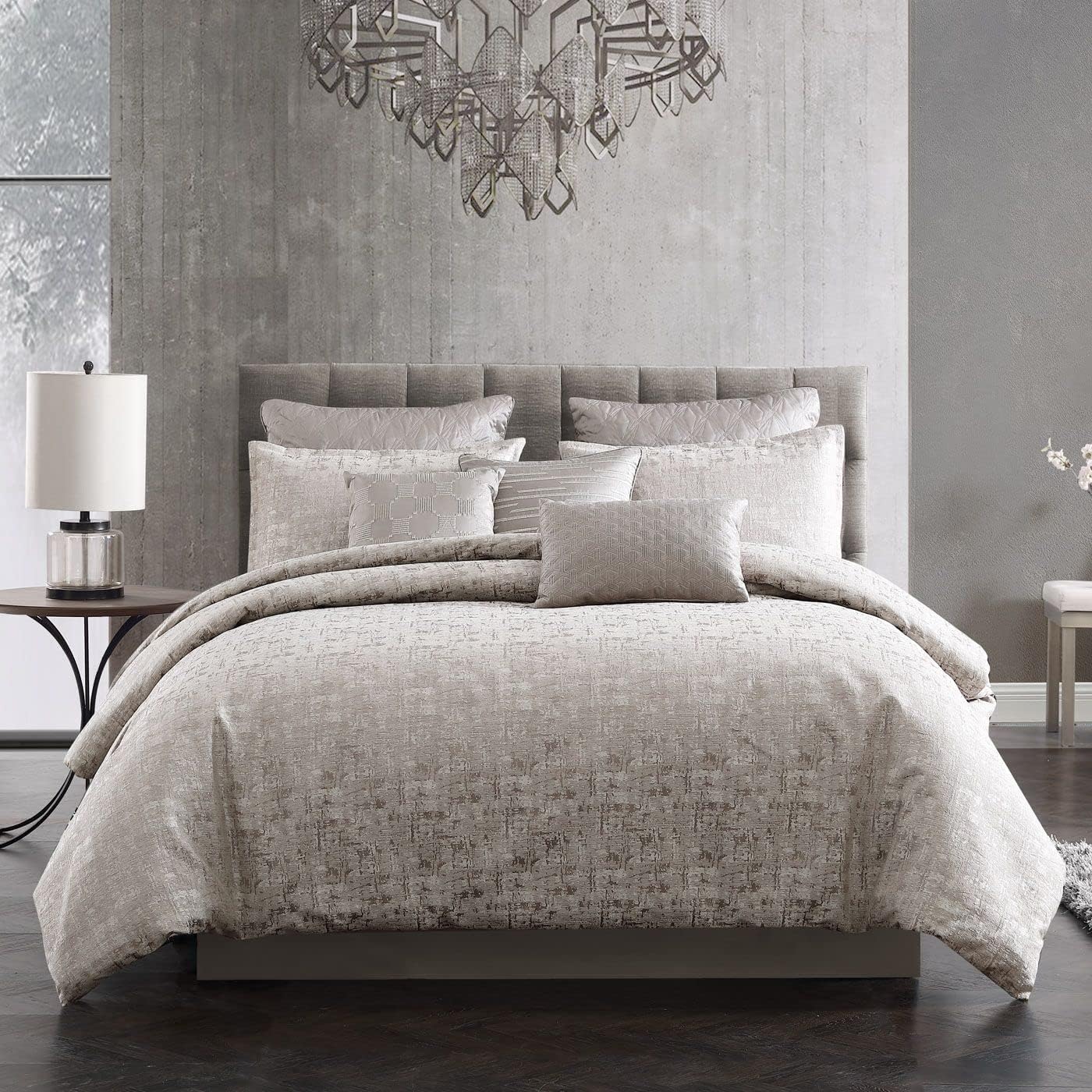 Riverbrook Home 100% Polyester Comforter Set, King, Genoa - Gray, 10 Piece Set