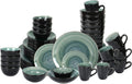 Stoneware Sonoma Dinnerware Set, Black + Speckled Spin Wash (56pc Set, Blue)