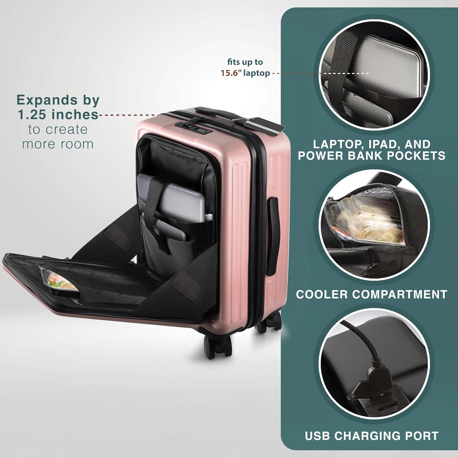 TRAVELARIM Luggage Sets 3 Piece, 20 Inch Carry on Luggage and 24 Inch Suitcases with Wheels Spinner, Durable Hard Shell Suitcase Set, Expandable Travel Suitcase, Pink