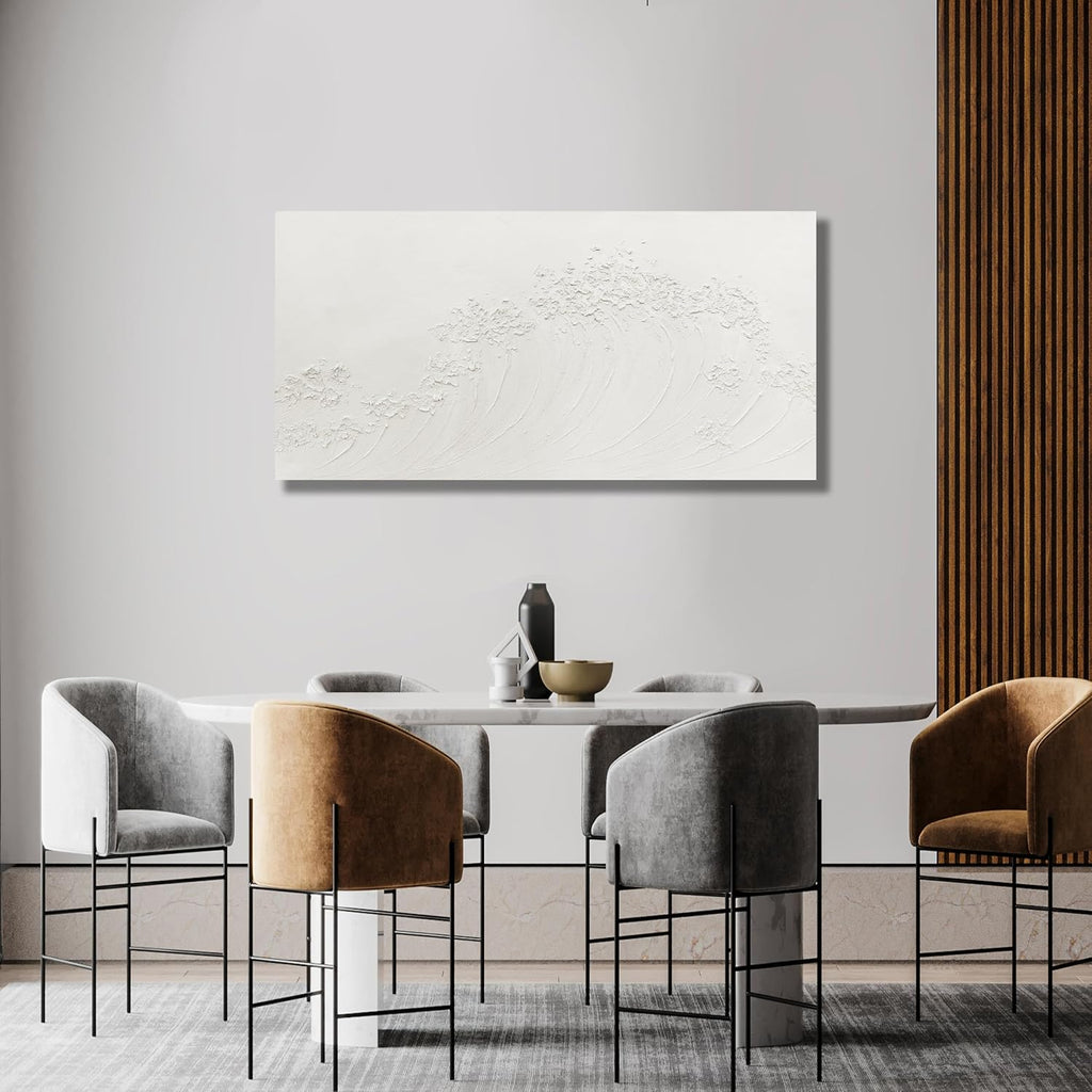 Yuaxker Large Ocean Wall Art White Wave Wall Decor Abstract Aesthetic Canvas Painting Artwork for Living Room Bedroom Dining Room Office Home Decor 30x60 Inch