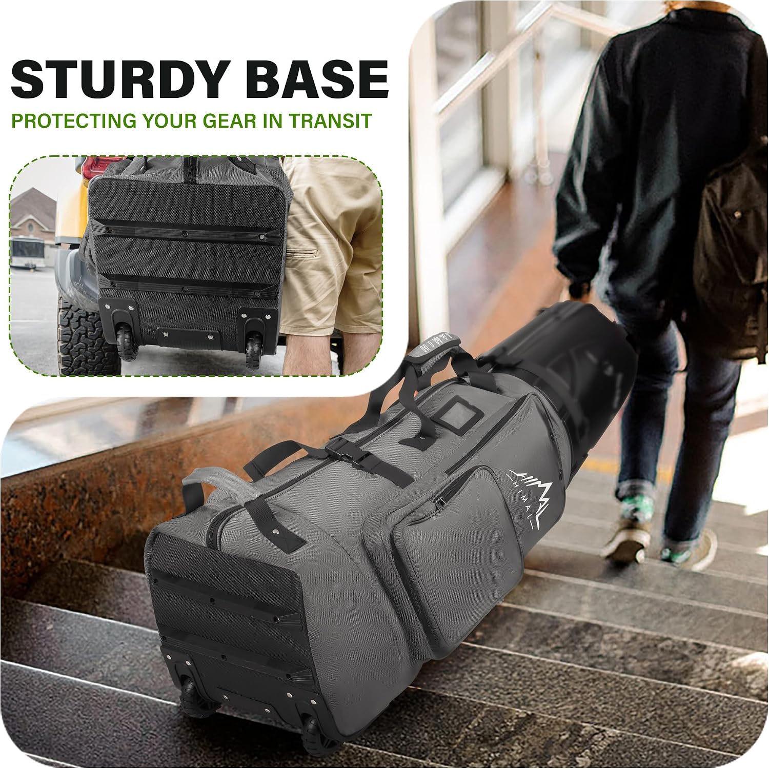 uniHimal Golf Travel Bag with Hard Case Top, 1680D Heavy Duty Oxford Golf Club Travel Bags for Airlines with Wheels Easy to Maneuver