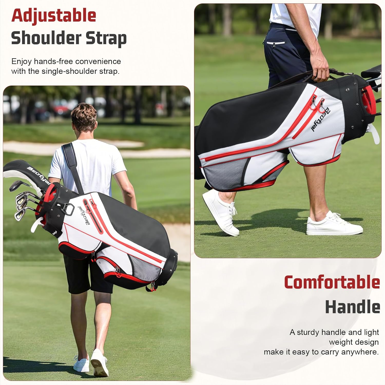 Cart Golf Bag 15 Way Organizer Divider Top Golf Club Bags Lightweight Golf Cart Bags for Men Women with Cooler, Rain Cover