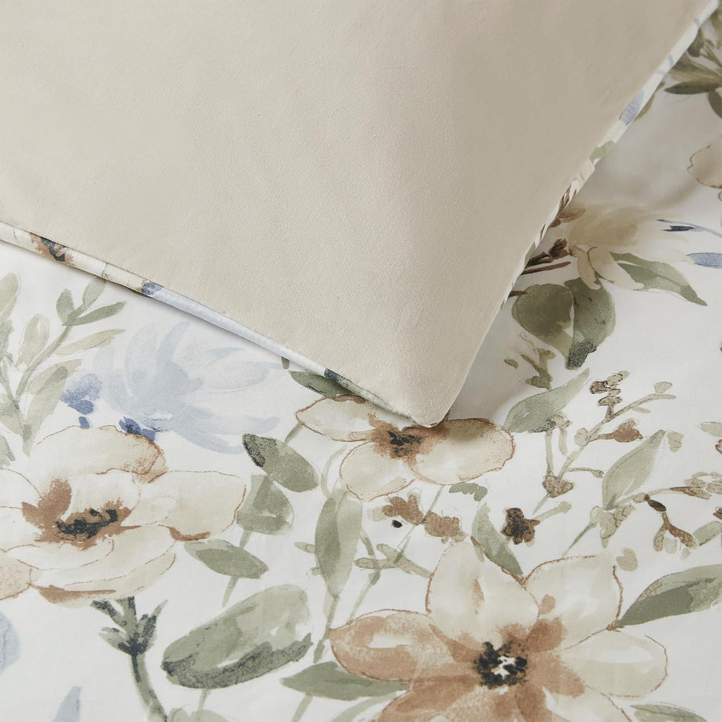 Harbor House King Comforter Set Watercolor Floral Print, 300TC Sateen Cotton Comforters, All Season Oversized Comforter, Shams, Bed Skirt, Décor Pillows, King, Multi, 6 Piece