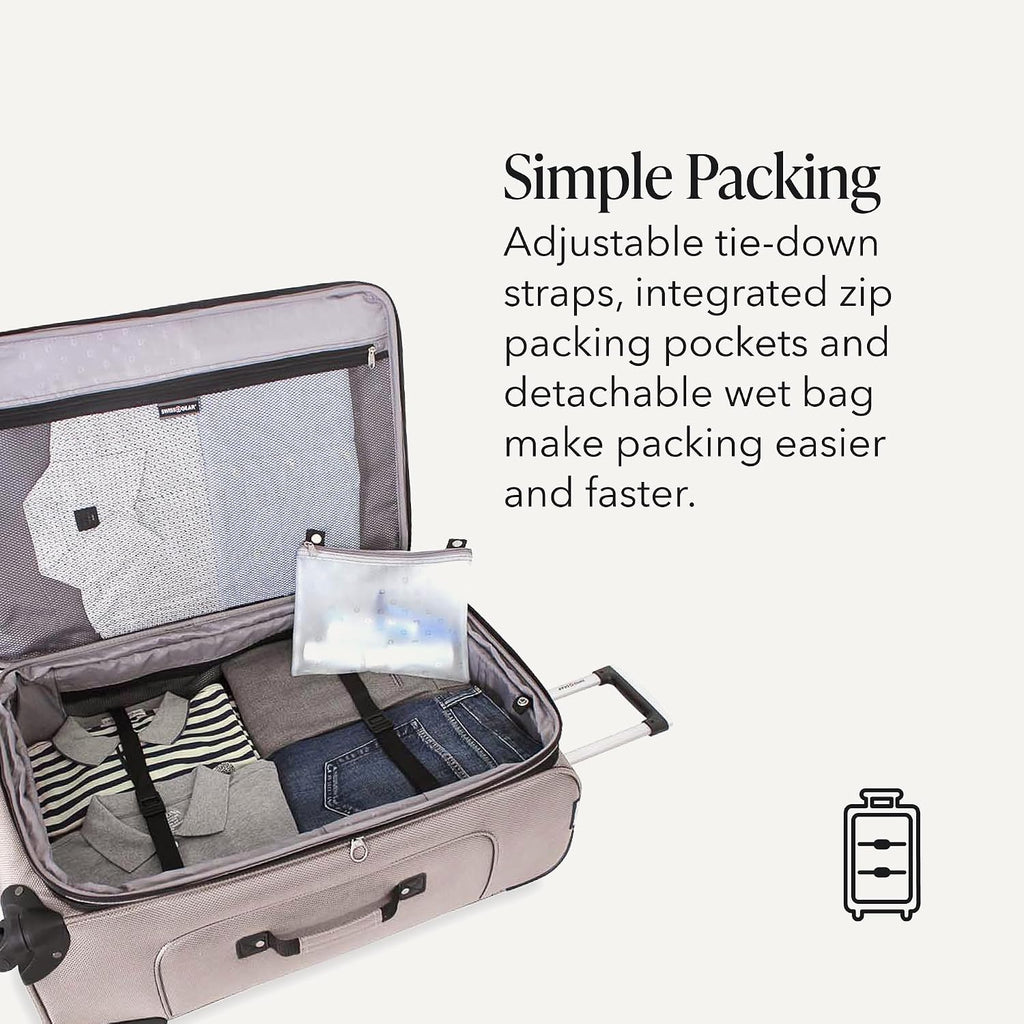 SWISSGEAR Sion Softside Expandable Spinner Luggage Durable Lightweight Travel Suitcase, Pewter, Checked-Large