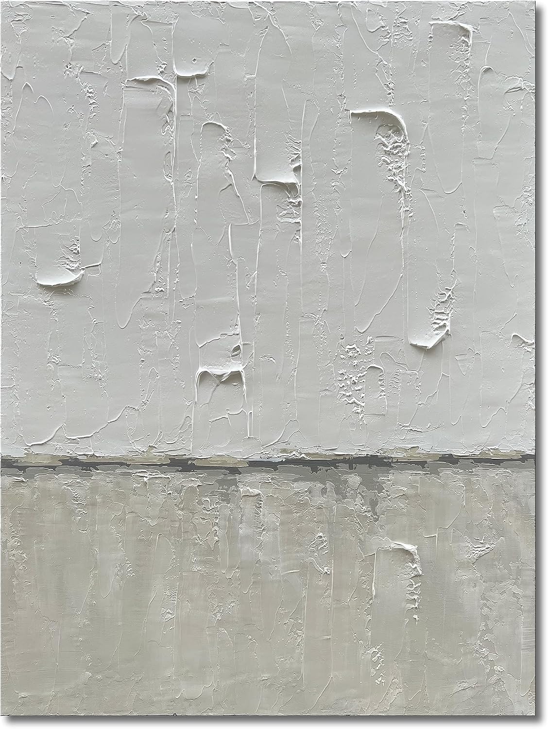 NANKAI Hand Painted Grey and White Art Canvas Paintings Minimalist Abstract Oil Painting Wall Art 40x28 Inch Art Home Decoration Wall Ready to Hang