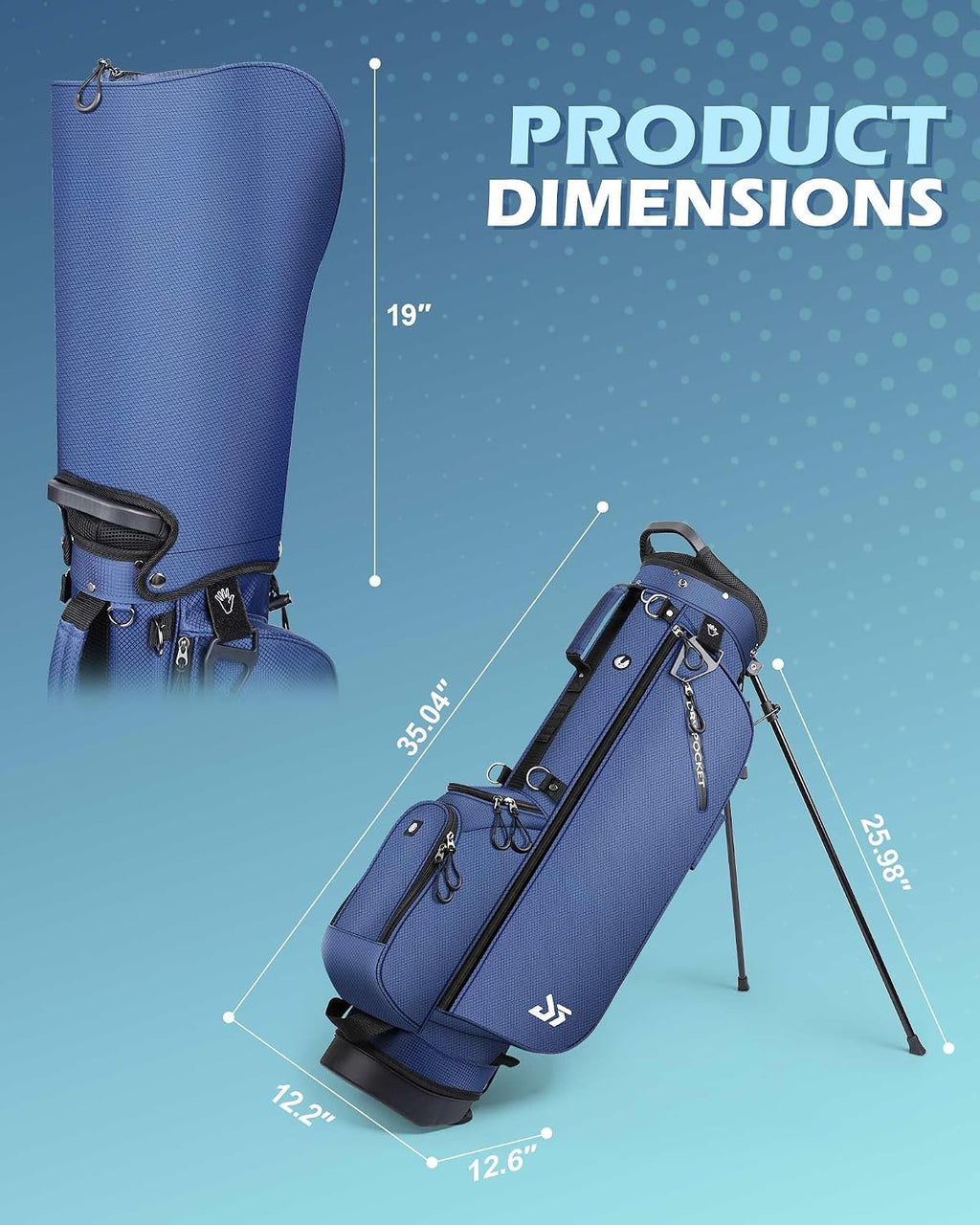 Golf Stand Bag with Cooler Pocket, Lightweight Sunday Carry Bag with Glove Patch & Tee Holder, Portable for Driving Range & Par 3 Course, Men & Women