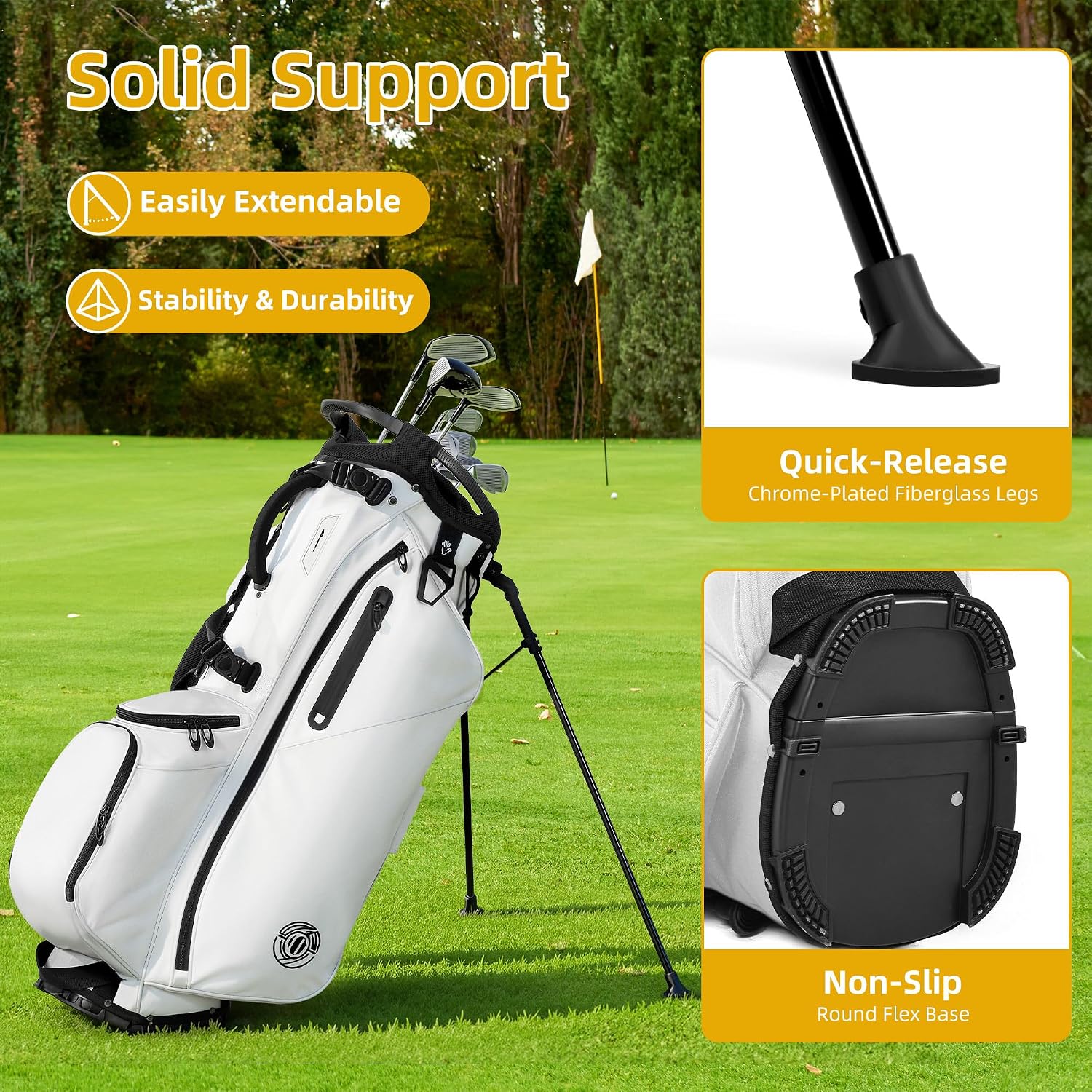 Golf Stand Bag 14 Way, Lightweight Golf Bags for Men Women with Stand, Padded Ergonomic Double Strap, Full Length Dividers, Multiple Pockets, Rain Hood