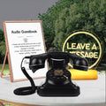 Audio Guest Book Phone, Retro Style Antique Audio guestbook Phone with Free LED Wedding Sign and A5 Vertical Photo Frame (Black)