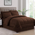 Twin Comforter Set 6 Piece Bed in a Bag with Bed Skirt, Fitted Sheet, Flat Sheet, 1 Pillowcase, and 1 Pillow Sham, Twin, Dobby Chocolate (Pack of 4, 24 Count Total)