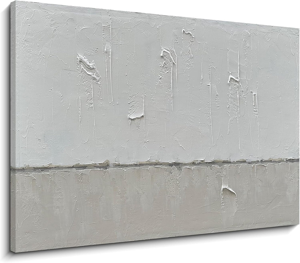 NANKAI Large Abstract Painting Hand Painted Grey White Minimalist Painting on Canvas Modern Abstract Canvas Wall Art Large White Acrylic Abstract Painting Wall Art 30x45 inch