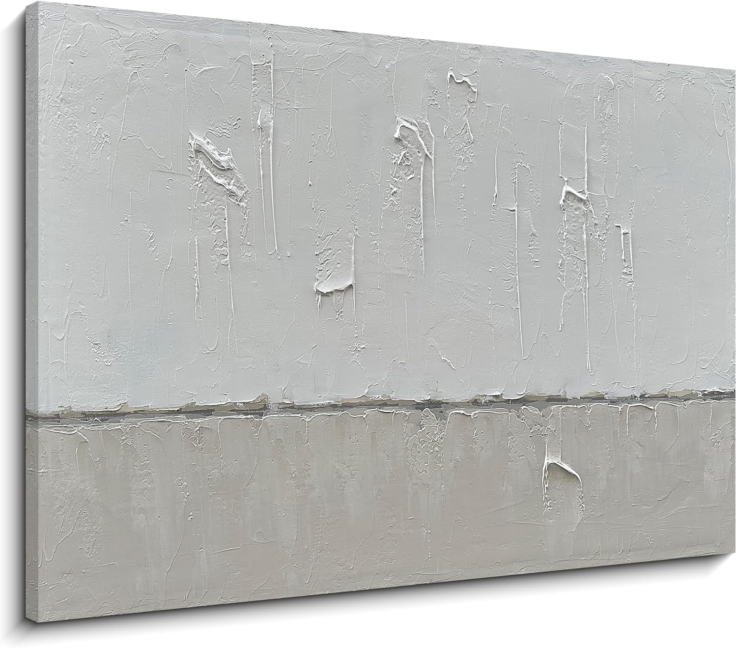 NANKAI Large Abstract Painting Hand Painted Grey White Minimalist Painting on Canvas Modern Abstract Canvas Wall Art Large White Acrylic Abstract Painting Wall Art 30x45 inch