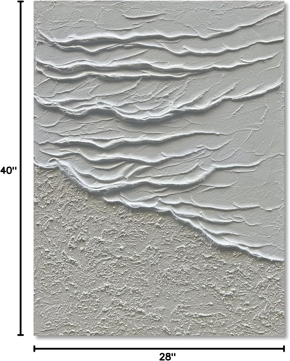 NANKAI Hand Painted Modern Abstract Painting 3D Textured Canvas Wall Art Minimalism Ocean Wave Oil Painting Living Room Bedroom Wall Decoration 28x40 Inches