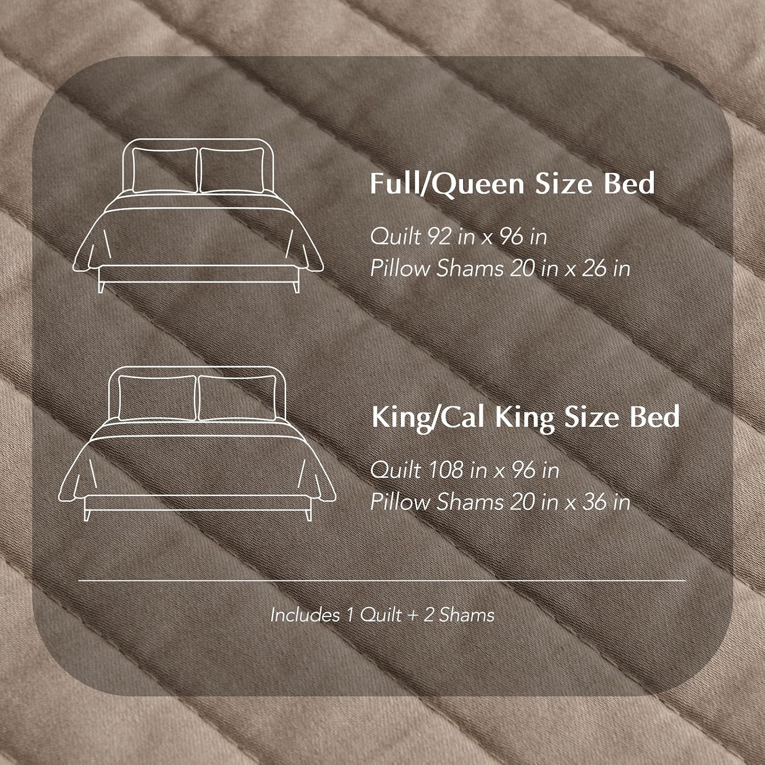 EVERGRACEHOME Cotton Sateen Quilt Set King Size, Pre-Washed Cotton Channel Stitch Coverlet Bedspread, 3 Pieces Lightweight Soft Bedding Sets for All Season, with 2 Pillow Shams, Stone Taupe