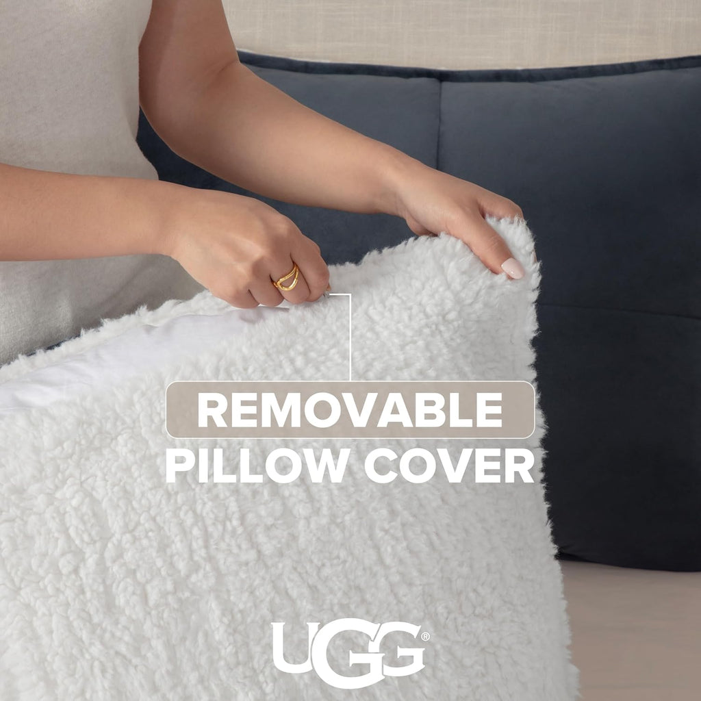 UGG Blissful Queen Comforter Set with 2 Pillow Shams, Reversible Fleece Bed Comforter, Ultra Warm Winter Bed Set, Down Alternative Bedding, Full/Queen Size, Imperial Blue