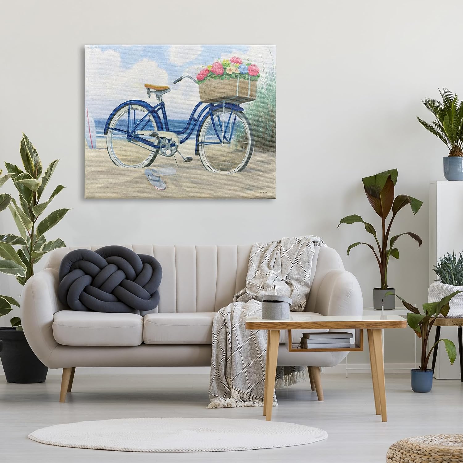 Stupell Industries 'Beach Bike with Flower Basket', Canvas Art, 48 x 36 Inches, Easy to Hang and Sturdy, Made in USA, by James Wiens