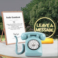 Premium Audio Guest Book Telephone with Free LED Wedding Sign and A5 Vertical Photo Frame | Vintage and Retro Style Audio Guestbook | Rotary Phone with Audio Record Voice Messages (Blue)