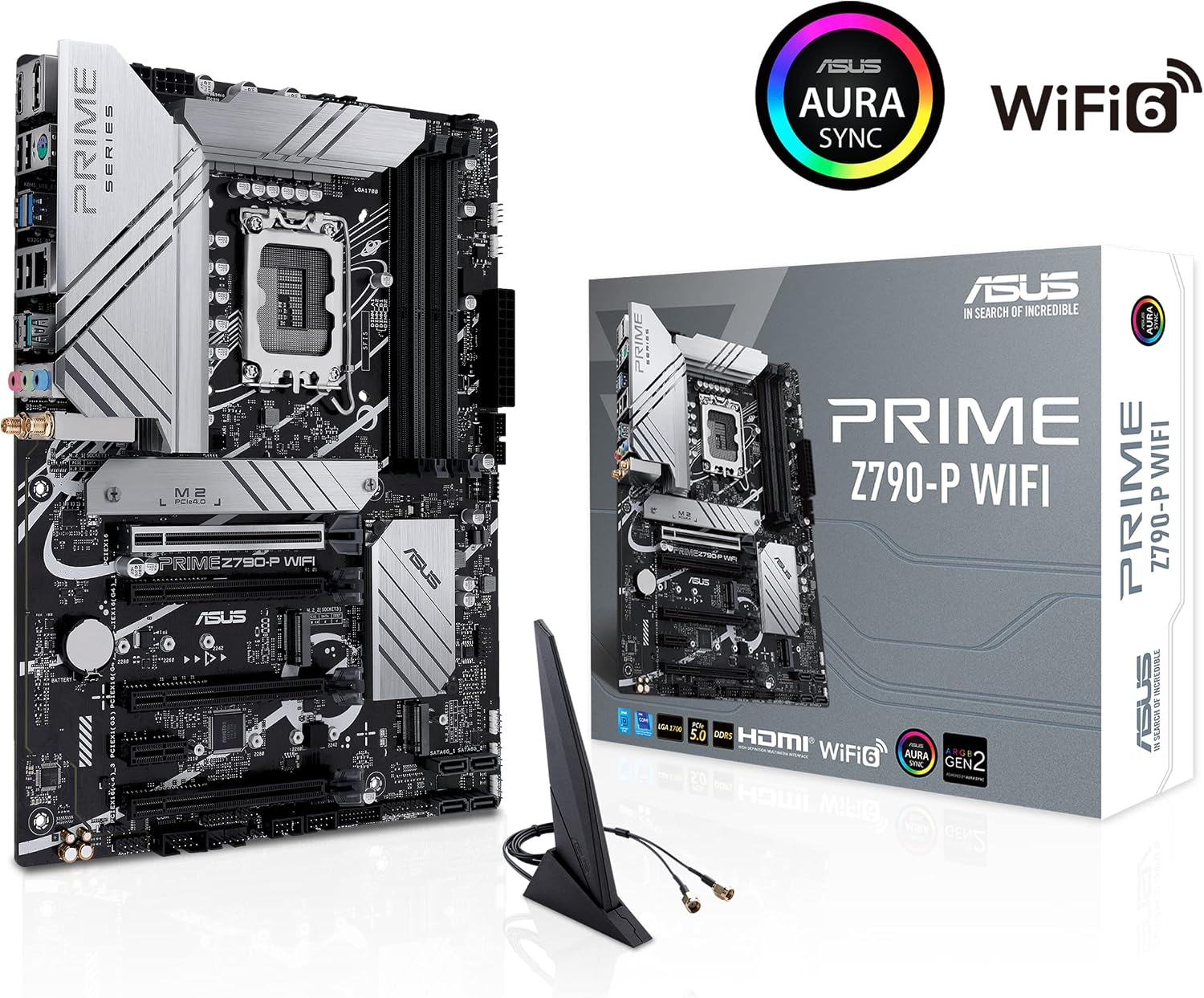 Asus Prime PRIME Z790-P WIFI Gaming Desktop Motherboard - Intel Z790 Chipset - Socket LGA-1700 - ATX - Core, Pentium Gold, Celeron Processor Supported - 128 GB DDR5 SDRAM Maximum RAM - DDR5-7200/PC5-5