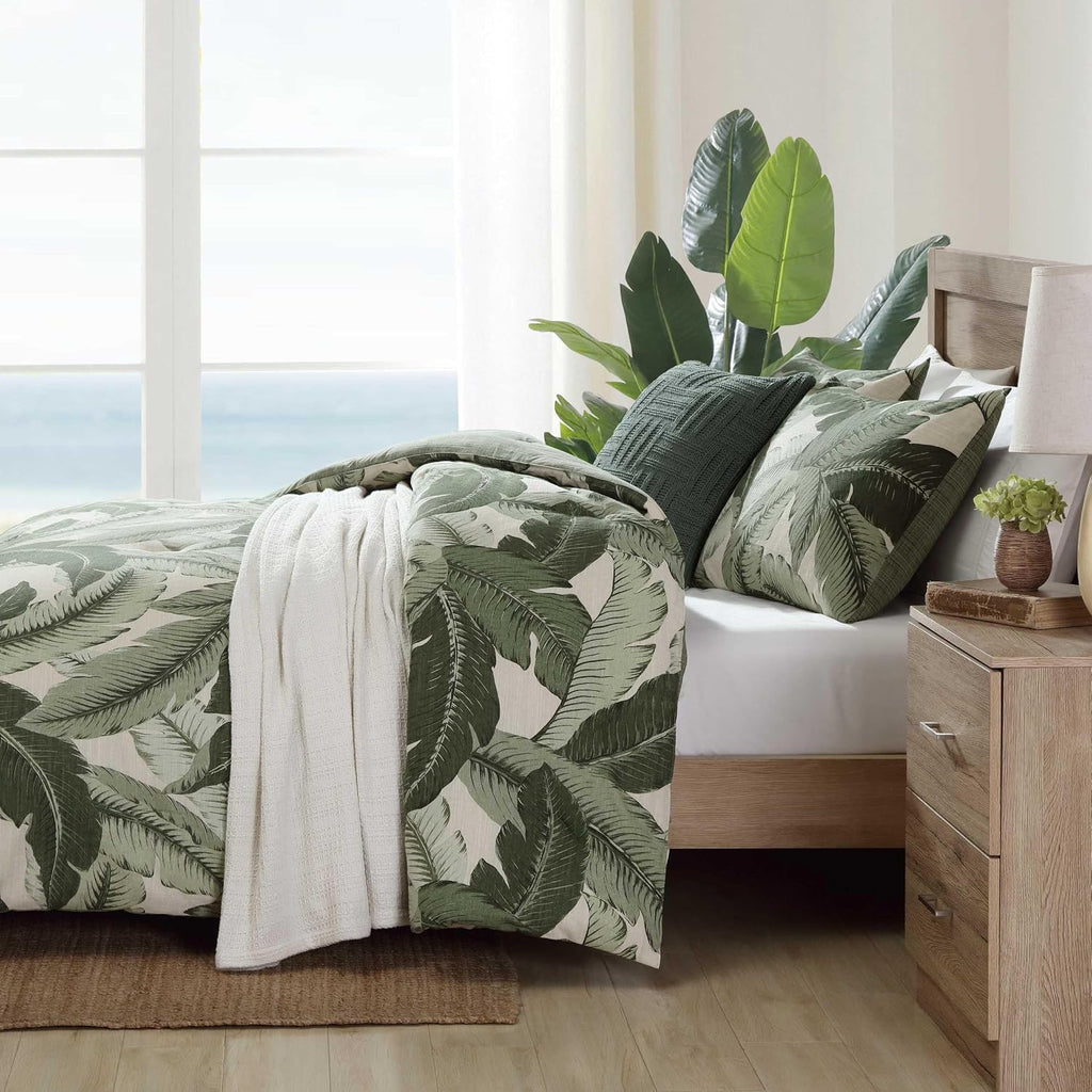 Tommy Bahama - King Comforter Set, Super Soft Cotton Bedding with Matching Sham(s), Super Soft, Oeko-Tex Certified (Vintage Palms Green, King)
