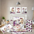 Terwex Custom Baby Crib Bedding Set, 5 Pcs Personalized Name Baby Crib Sets for Infant Toddler, Floral Horse Nursery Bedding Set for Baby Girls, Double Layer Baby Bedding Sets, Gifts for New Parents