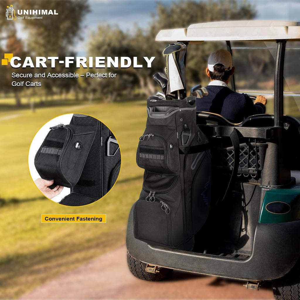 uniHimal Golf Cart Bag, 15 Way Organizer Divider Top with Handles and Rain Cover
