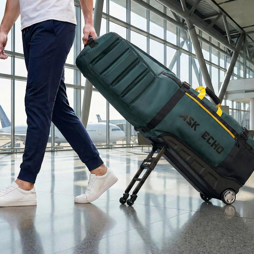 ASK ECHO Locklink StableRoller Golf Travel Bag with 4-Wheel Rolling System, Extendable Support Stand Legs