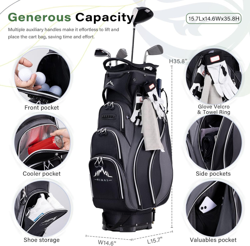 uniHimal Golf Cart Bag with 14-Way Divider Top, Ample Storage Space, Men's Golf Bag with Handles and Umbrella Holder
