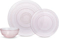 Fortessa Jupiter Hobnail Glass, 12 Piece Dinnerware Set (Service for 4), Pink