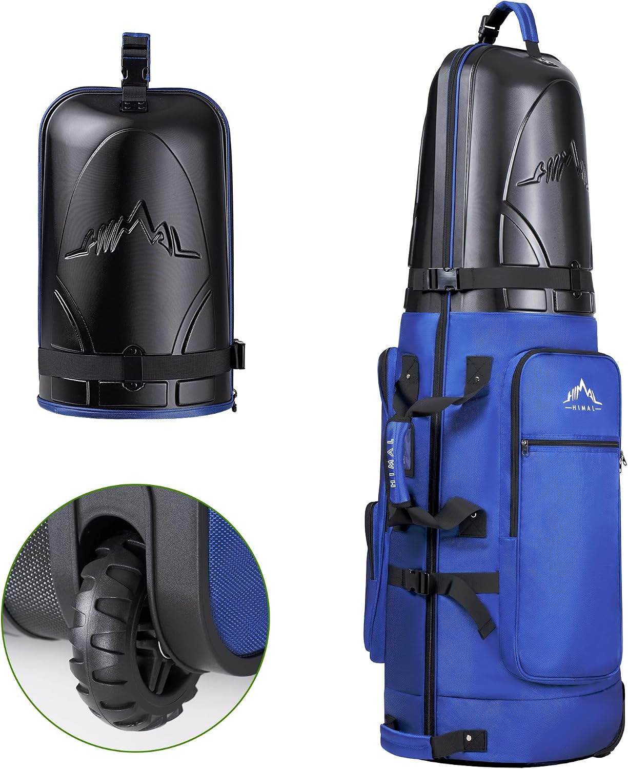 uniHimal Golf Travel Bag with Hard Case Top, 1680D Heavy Duty Oxford Golf Club Travel Bags for Airlines with Wheels Easy to Maneuver