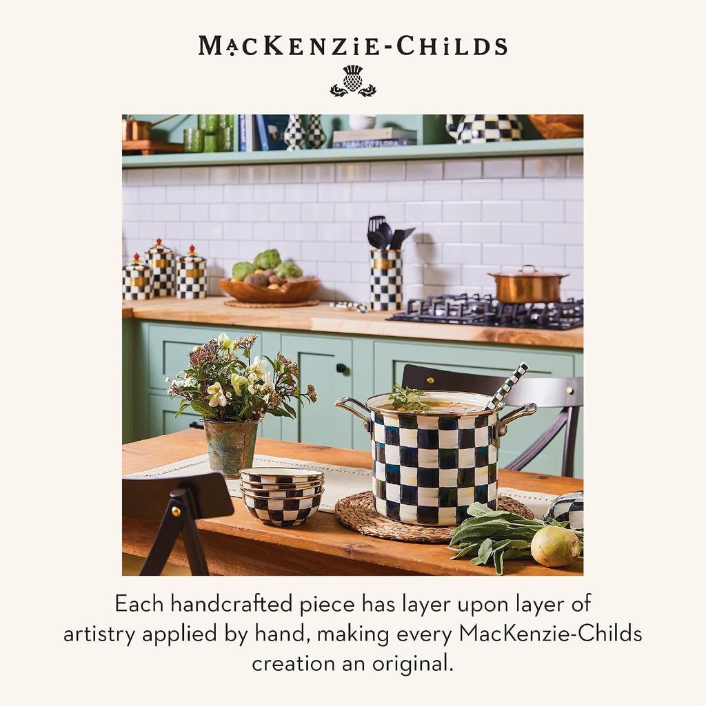 MACKENZIE-CHILDS Enamel Everyday Bowl, Serving Bowl for Entertaining, Extra-Small, Black-and-White Courtly Check, Set of 4