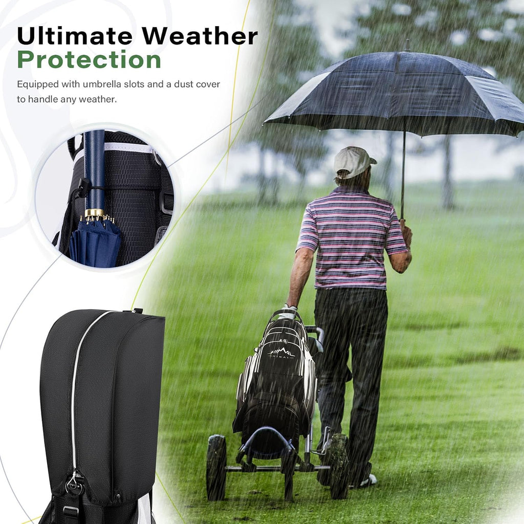 uniHimal Golf Cart Bag with 14-Way Divider Top, Ample Storage Space, Men's Golf Bag with Handles and Umbrella Holder